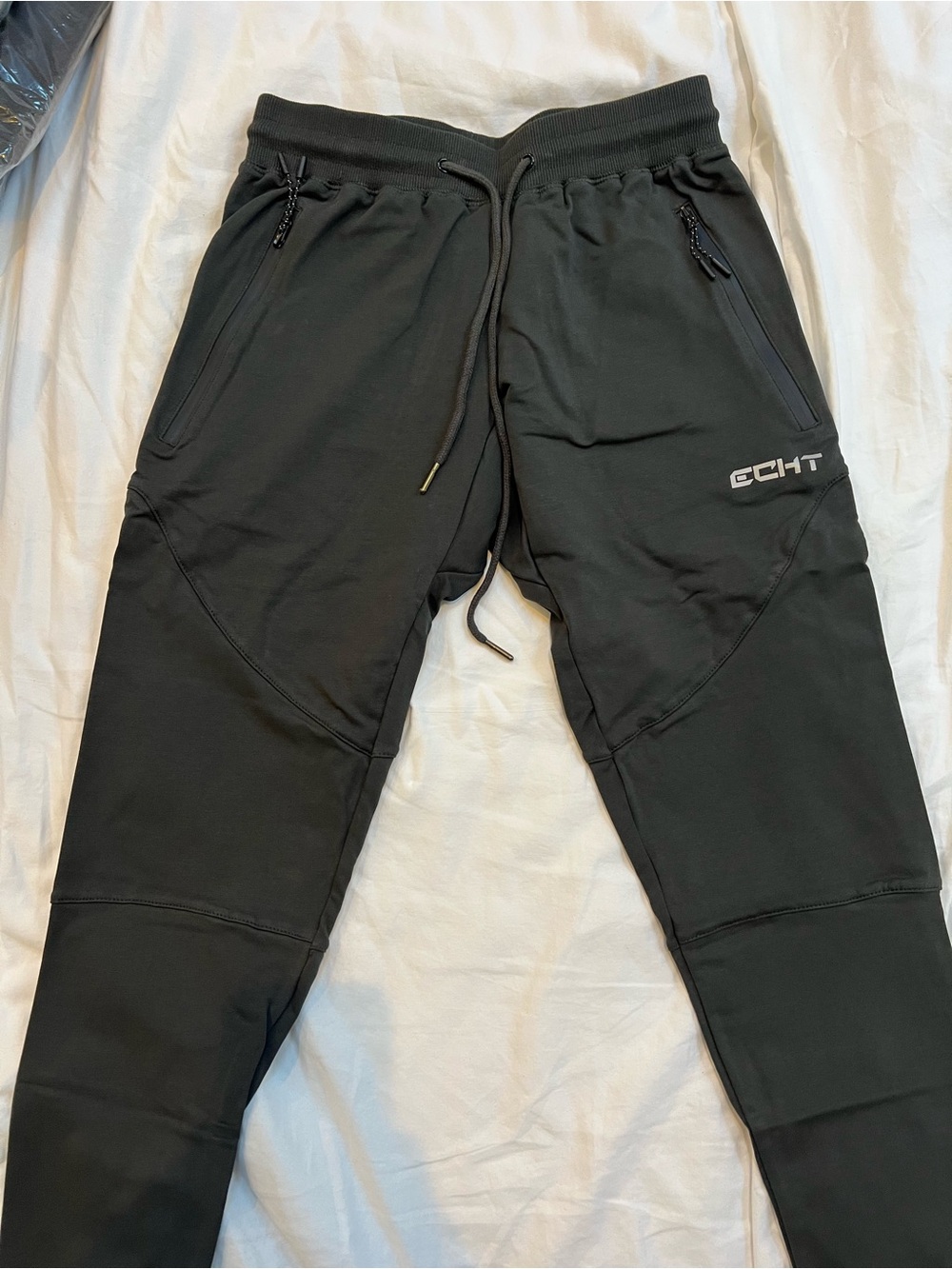 ECHT Men's Black Slim Fit Jogger Pants with Zipper Pockets